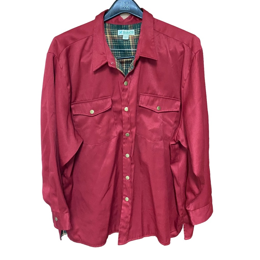 Haband Red Twill Work Shirt Button Down Mens XX XXL